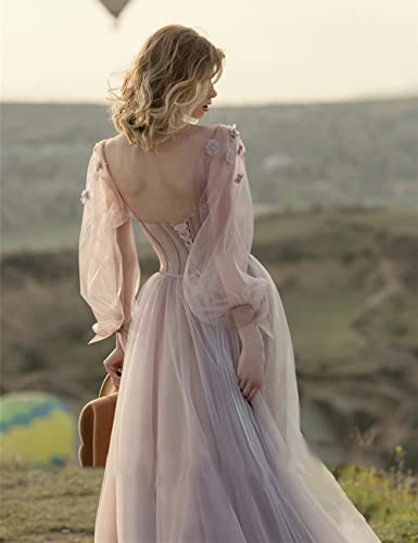 Dusty Sage Green Puffy Sleeve Ball Gown Women's Fantasy Prom Dress