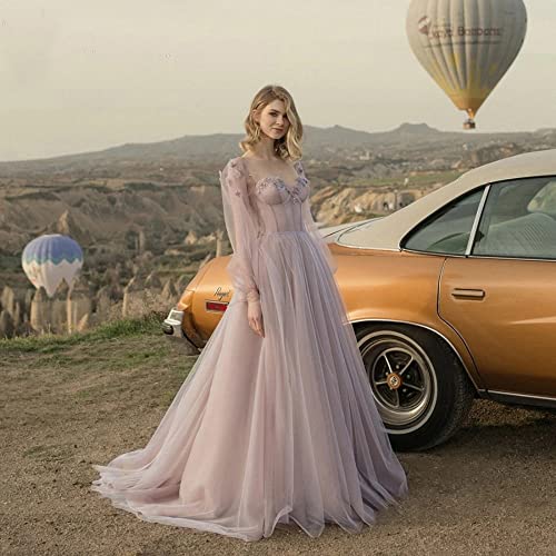 Dusty Sage Green Puffy Sleeve Ball Gown Women's Fantasy Prom Dress