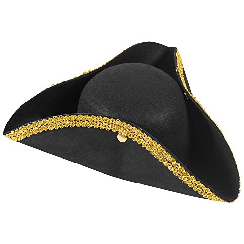 Colonial Style Tricorn Pirate Hat - Deluxe Quality