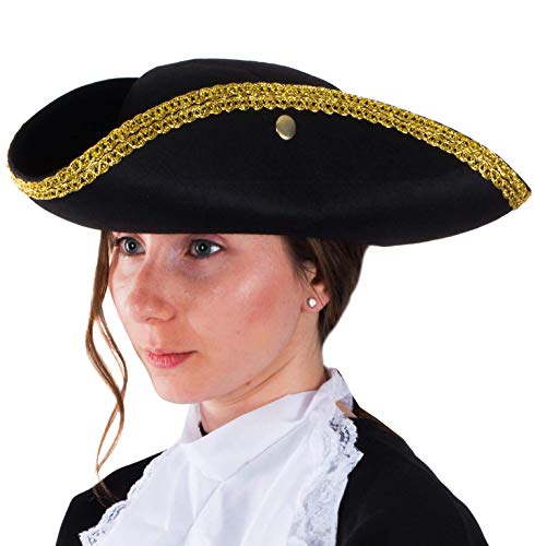 Colonial Style Tricorn Pirate Hat - Deluxe Quality