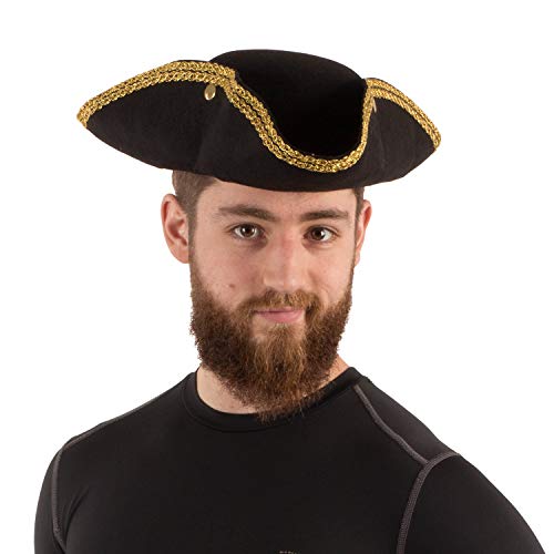 Colonial Style Tricorn Pirate Hat - Deluxe Quality