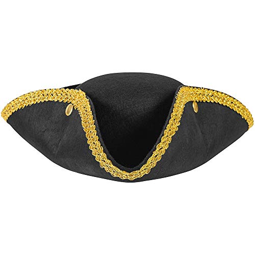 Colonial Style Tricorn Pirate Hat - Deluxe Quality