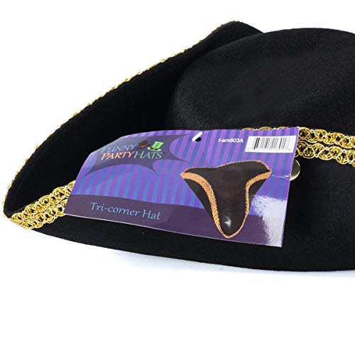 Colonial Style Tricorn Pirate Hat - Deluxe Quality