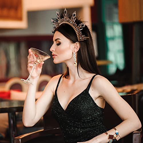 Gold Spiked Halo Crown Headband Feather Goddess Tiara