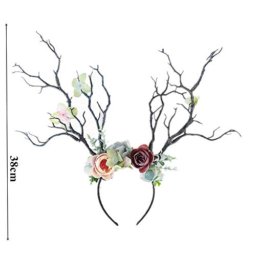 XIDAJIE Deer Antler Flower Crown Headband for Goddess