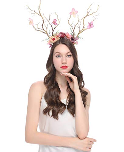XIDAJIE Deer Antler Flower Crown Headband for Goddess