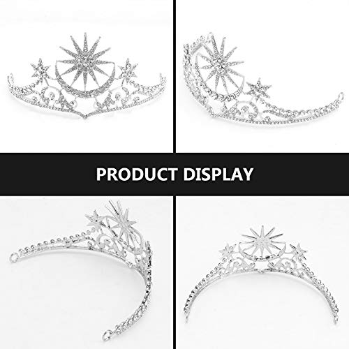 FRCOLOR Star Goddess Crown Moon Tiara Headpiece Silver