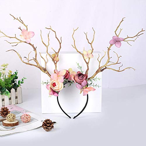 XIDAJIE Deer Antler Flower Crown Headband for Goddess