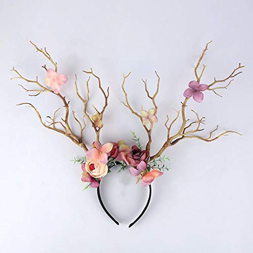 XIDAJIE Deer Antler Flower Crown Headband for Goddess