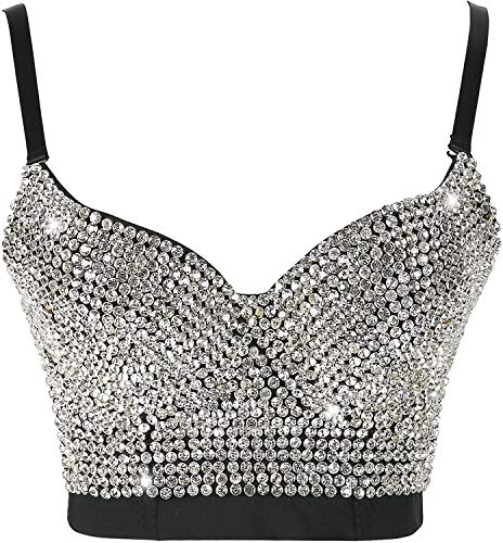 atokiss Women's Handmade Rhinestone Shining Diamond Bustier