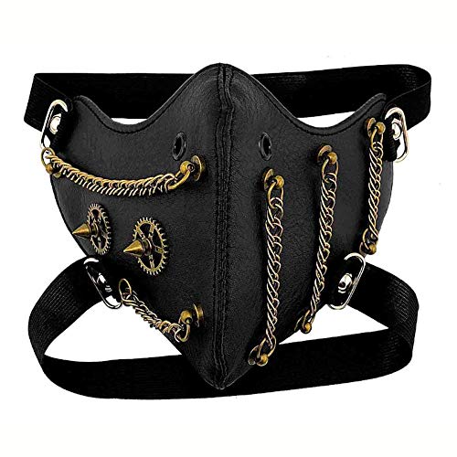 Steampunk Retro Gothic Leather Mask Halloween Cosplay Gear Spike Mask