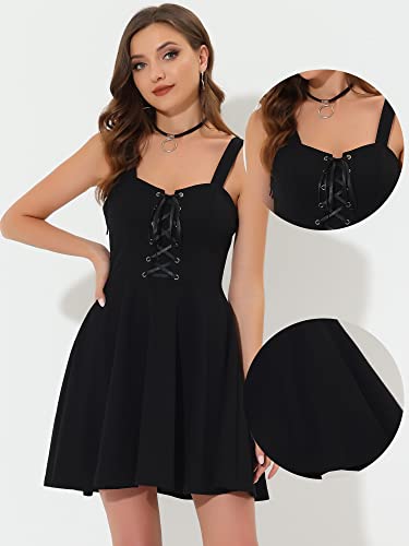 Gothic Halloween Steampunk Lace-Up Mini Cami Dress