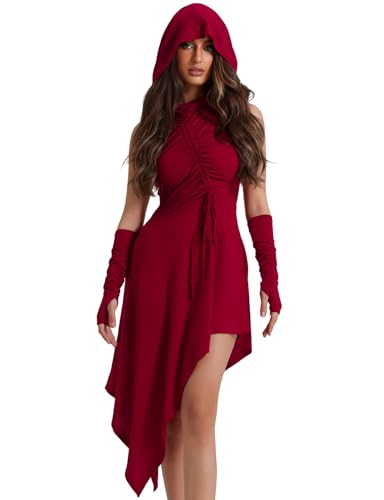 Luojida Gothic Hoodie Dress with Asymmetrical Design