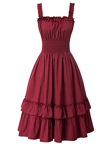Steampunk Victorian Ruffled High Low Dress - Wine
