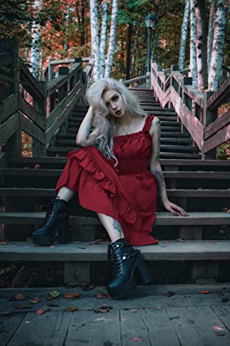 Steampunk Victorian Ruffled High Low Dress - Wine