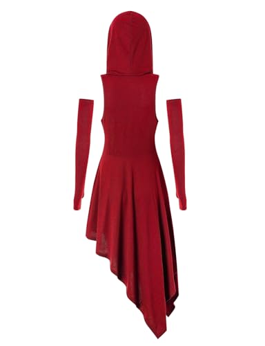 Luojida Gothic Hoodie Dress with Asymmetrical Design