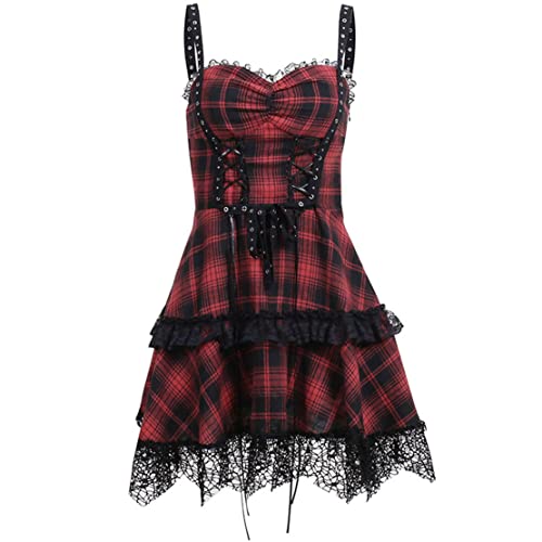 Goth Punk Lace Patchwork Mini Dress