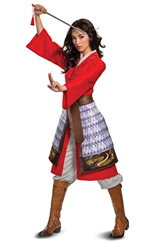 Mulan Hero Deluxe Dress - Red, Size Small