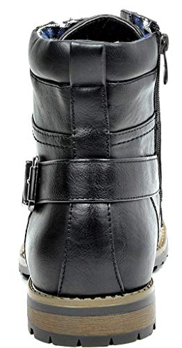 Black Motorcycle Combat Boots for Men