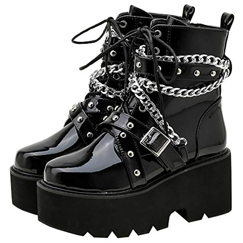 Gothic Platform Ankle Boots Punk Chunky Heel Booties