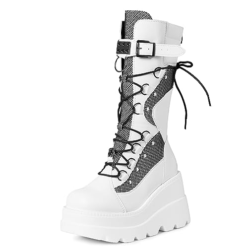 Platform Goth Boots, White