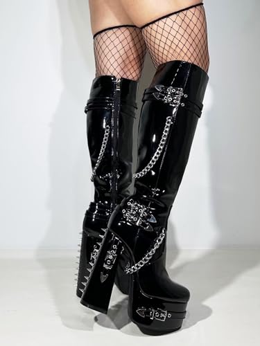 Chunky Platform Gothic Knee High Boots