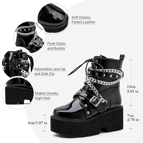 Gothic Platform Ankle Boots Punk Chunky Heel Booties