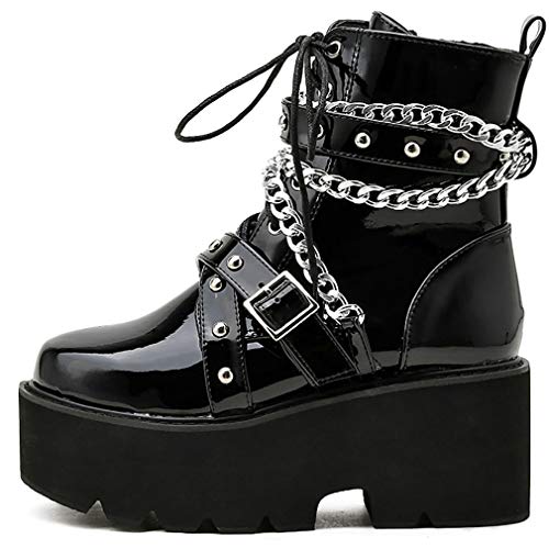 Gothic Platform Ankle Boots Punk Chunky Heel Booties