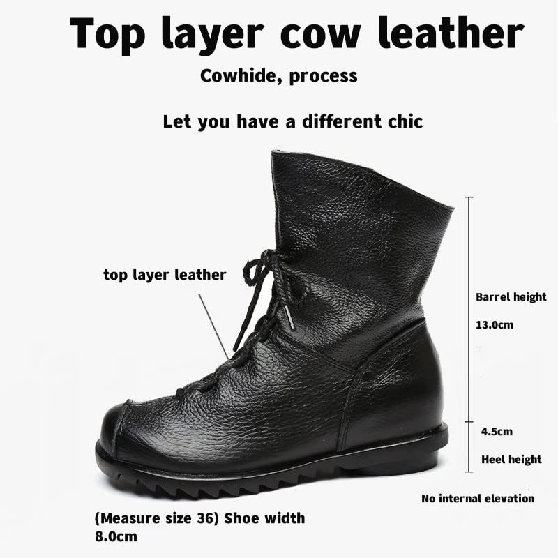 Renaissance Handmade Leather Flat Boots, Size 10, Brown