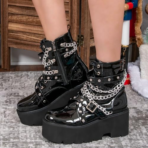 Gothic Platform Ankle Boots Punk Chunky Heel Booties