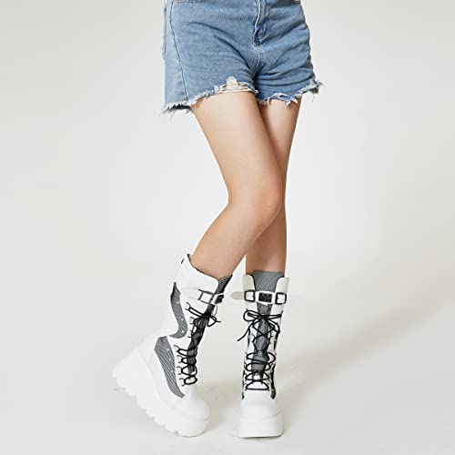 Platform Goth Boots, White