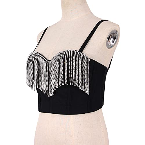 Erinaco Bright Diamonds Tank Top with Tassel & Beads