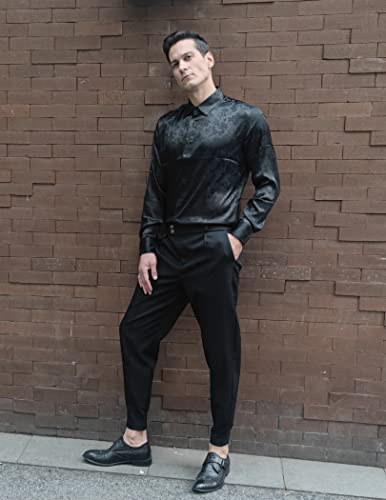 Floral Rose Print Long Sleeve Formal Button-down Shirt