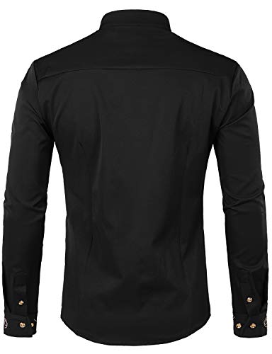 Men's Irregular Hem Slim Fit Mandarin Collar Shirt