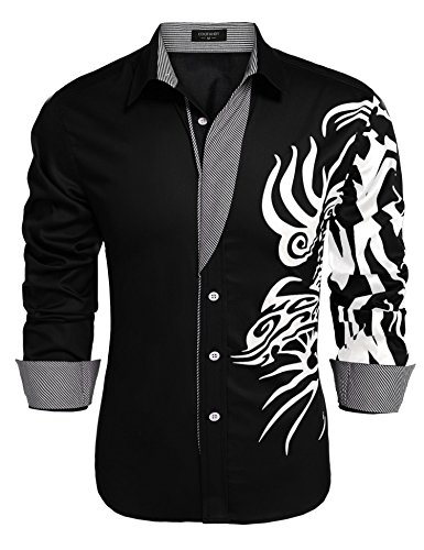 Men's Fantasy Print Button Down Dress Shirt