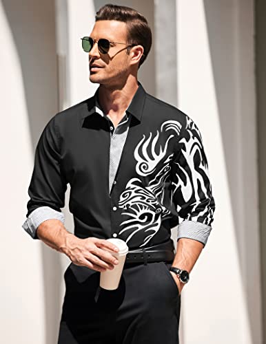 Men's Fantasy Print Button Down Dress Shirt