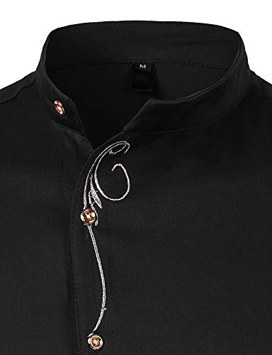 Men's Irregular Hem Slim Fit Mandarin Collar Shirt