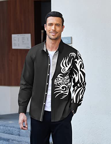 Men's Fantasy Print Button Down Dress Shirt