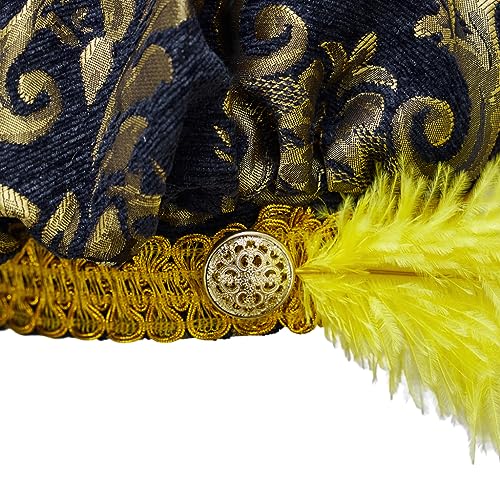 Willyacos Men's Medieval Tudor Feather Muffin Top Hat