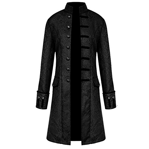 Men's Steampunk Vintage Frock Coat in Black