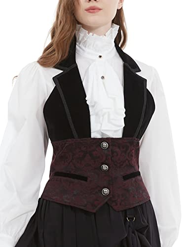 Womens Gothic Victorian Pirate Steampunk Waistcoat XL Red