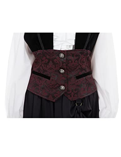 Womens Gothic Victorian Pirate Steampunk Waistcoat XL Red