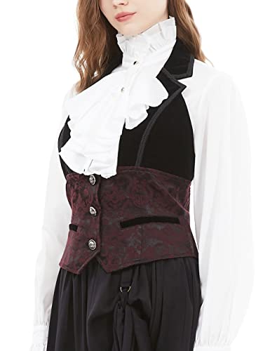 Womens Gothic Victorian Pirate Steampunk Waistcoat XL Red