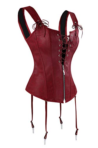 Charmian Lace-Up Renaissance Boned Corset Garters Red