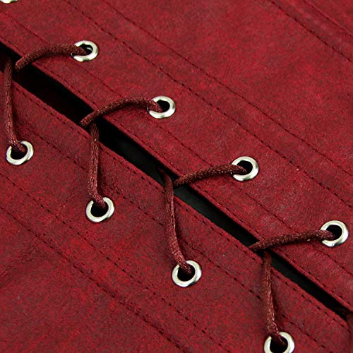 Charmian Lace-Up Renaissance Boned Corset Garters Red