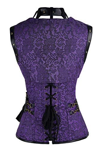 Charmian Steampunk Goth Bustiers Corset Jacket Belt Purple