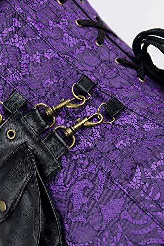 Charmian Steampunk Goth Bustiers Corset Jacket Belt Purple