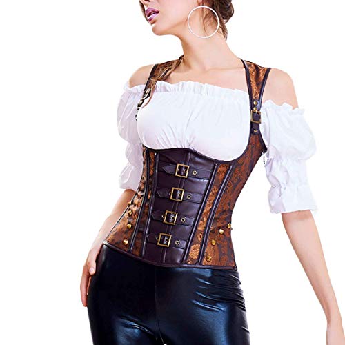 Steampunk Renaissance Brown Leather Lace-Up Corset Women's Fashion