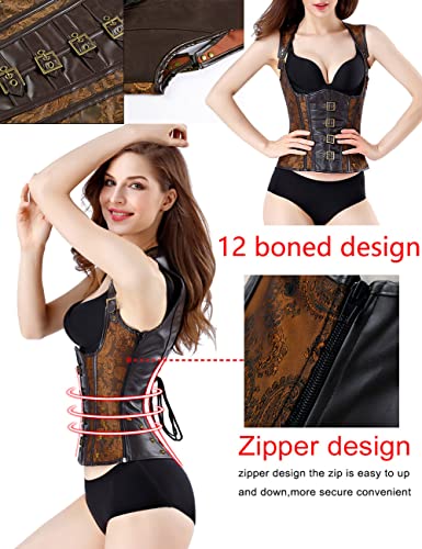 Steampunk Renaissance Brown Leather Lace-Up Corset Women's Fashion
