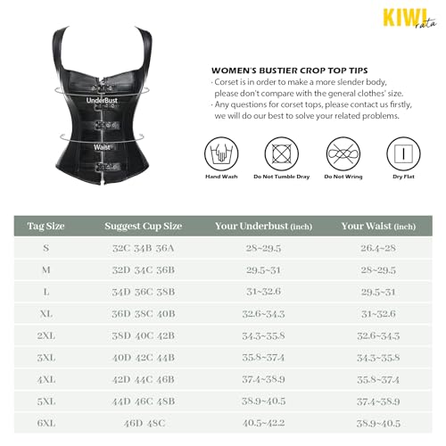 Kiwi-rata Women's Black Overbust Corset G-String Medium